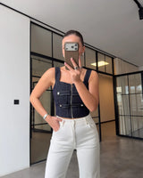 Denim Chic Corset Top