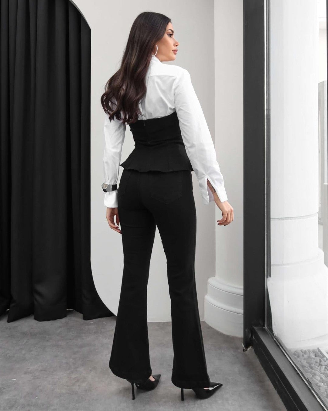 Denim Corset & Flare Pants Set