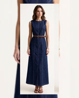 Denim Maxi Dress + Belt