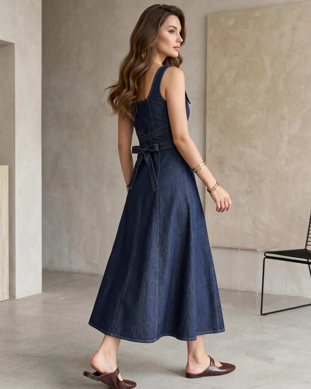 Denim Midi Dress+ Belt