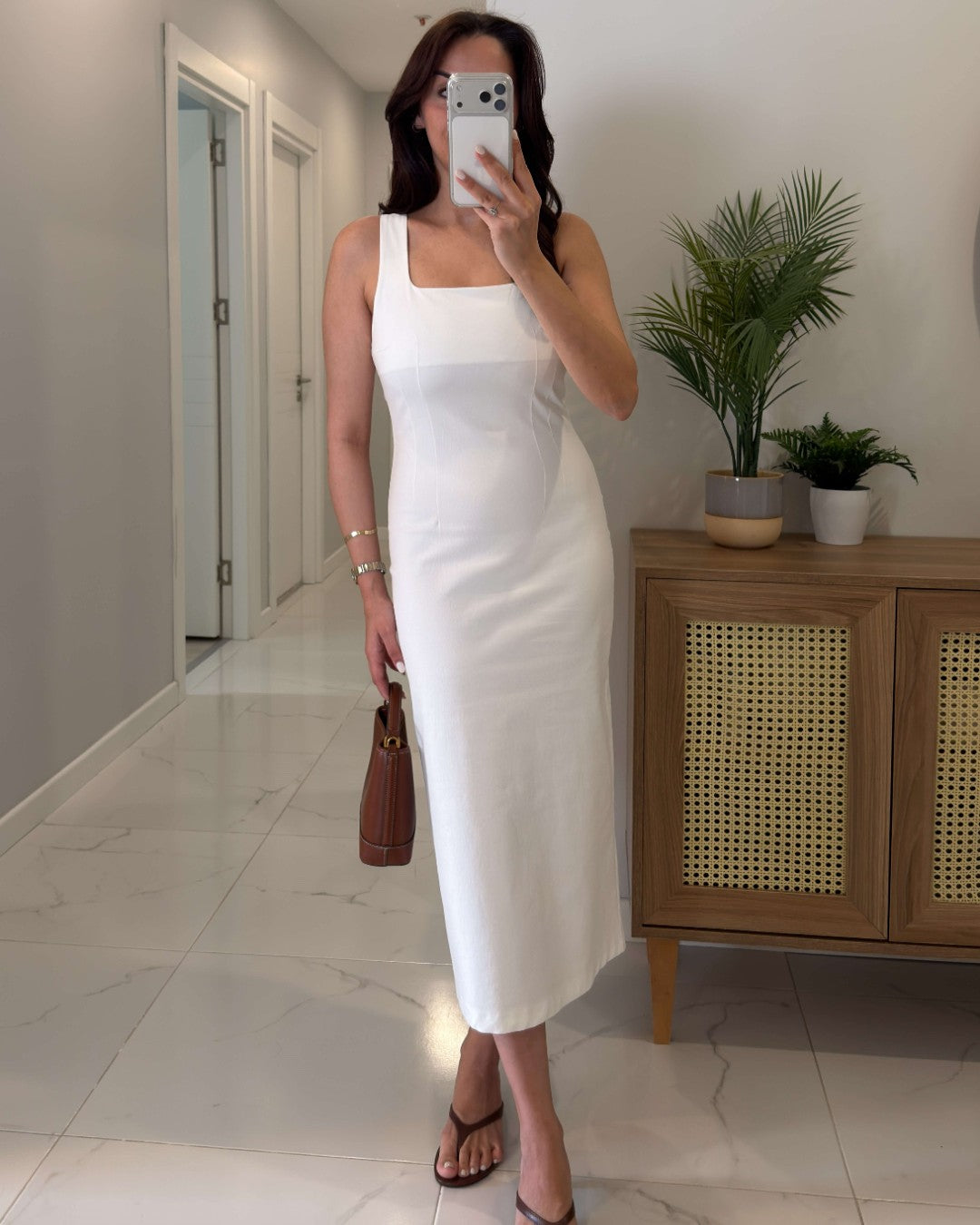 Denim Structured Midi Dress