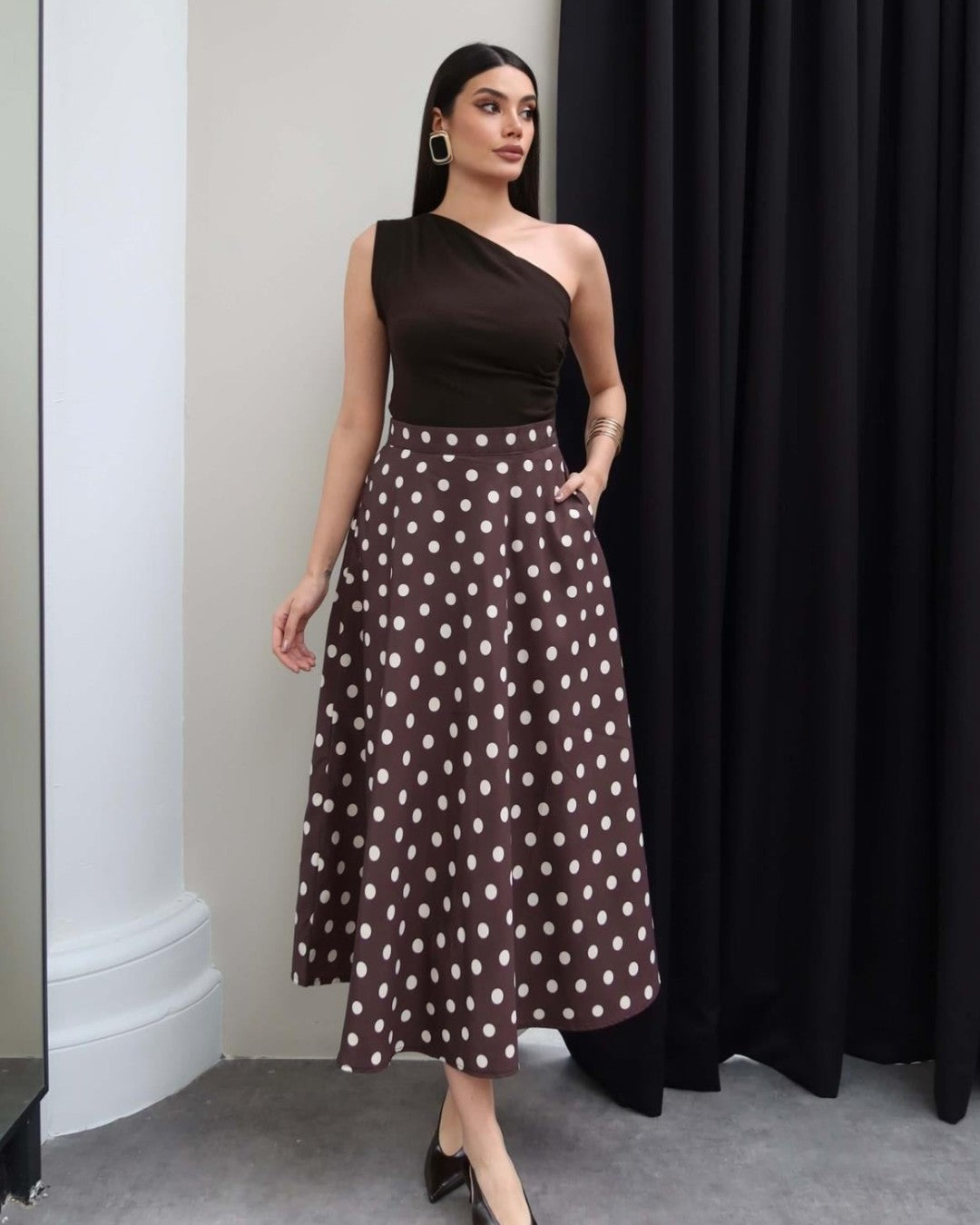 Dolce Polka Flow Skirt
