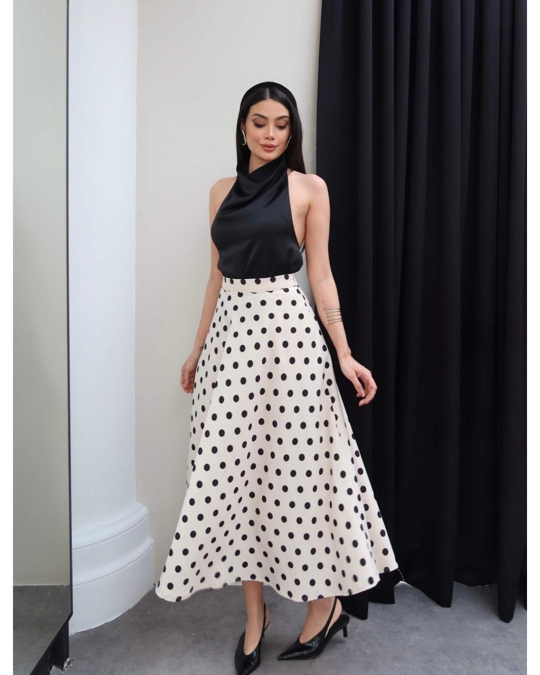 Dolce Polka Flow Skirt