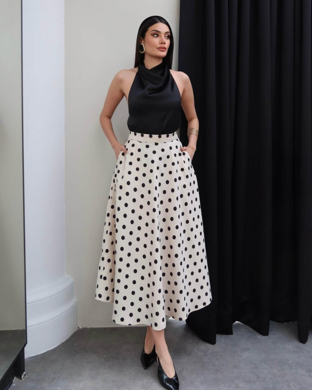 Dolce Polka Flow Skirt