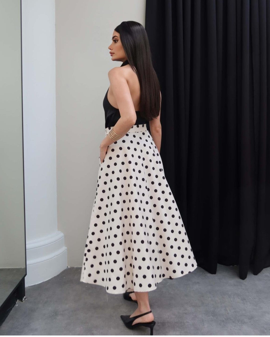 Dolce Polka Flow Skirt