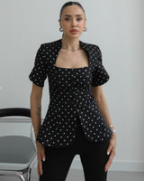 Dot Peplum Blazer Top