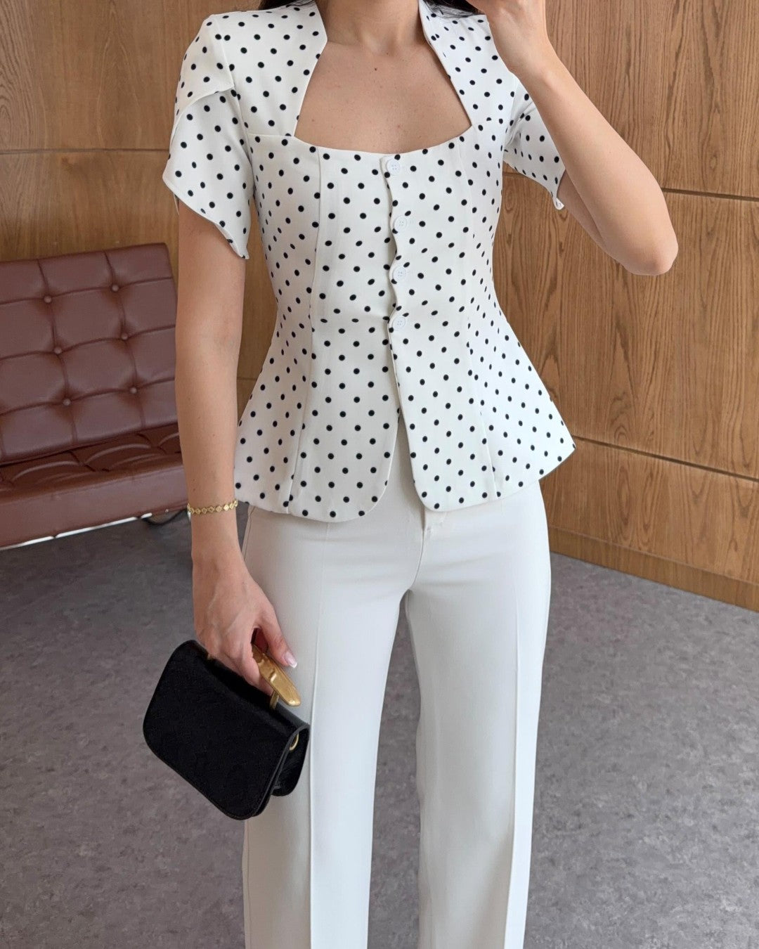 Dot Peplum Blazer Top
