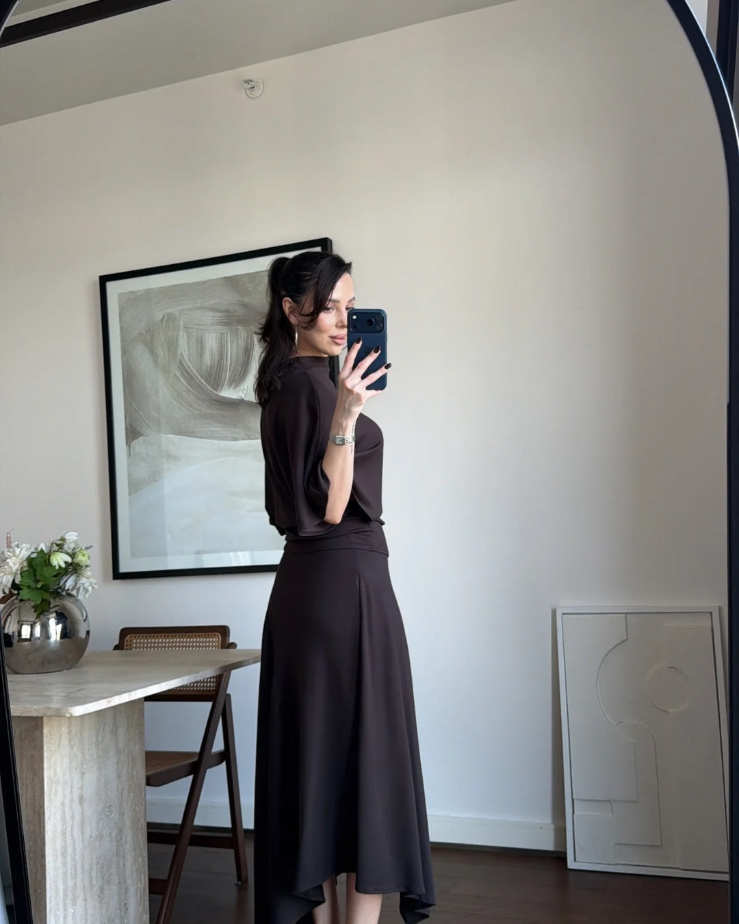 Draped Asymmetric Skirt Set