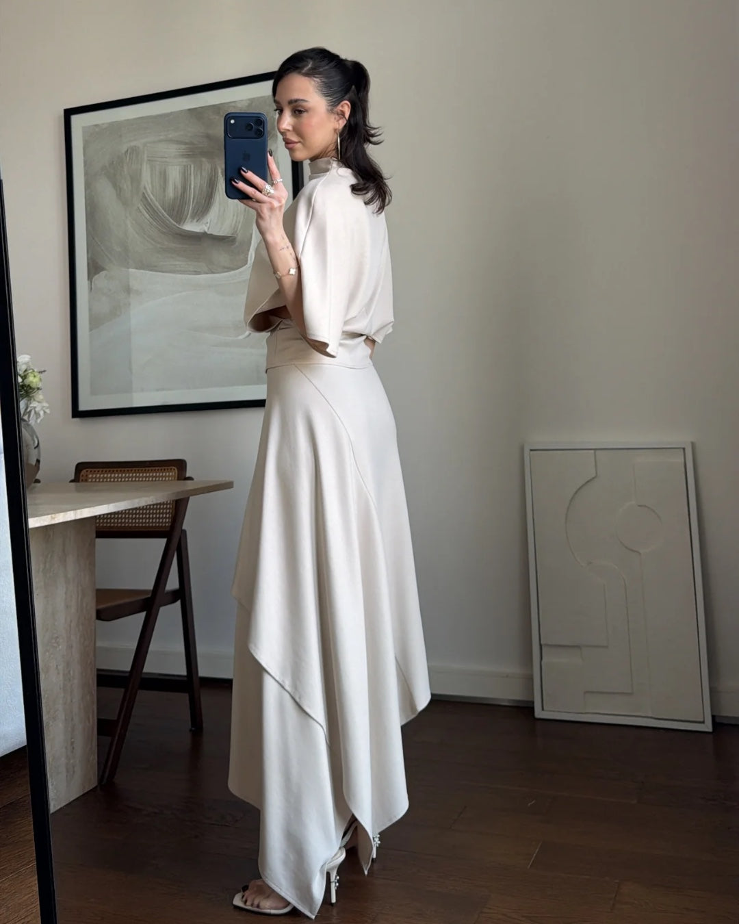 Draped Asymmetric Skirt Set