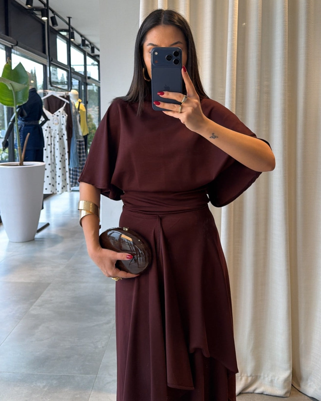 Draped Asymmetric Skirt Set