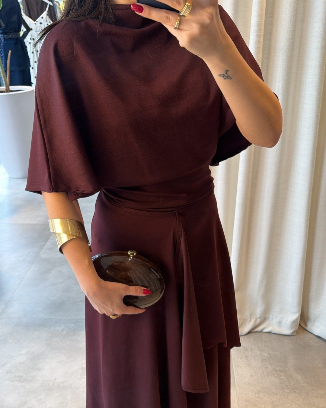 Draped Asymmetric Skirt Set