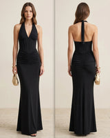 Draped Mesh Halter Dress
