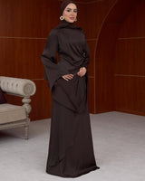Draped Satin Evening Maxi Dress