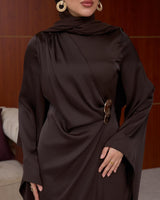 Draped Satin Evening Maxi Dress