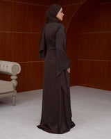 Draped Satin Evening Maxi Dress