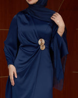 Draped Satin Evening Maxi Dress
