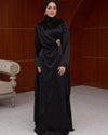 Draped Satin Evening Maxi Dress