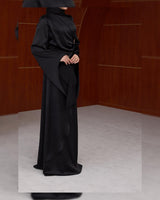 Draped Satin Evening Maxi Dress