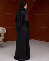 Draped Satin Evening Maxi Dress