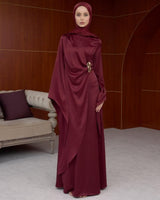 Draped Satin Evening Maxi Dress