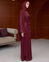 Draped Satin Evening Maxi Dress