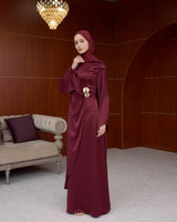 Draped Satin Evening Maxi Dress