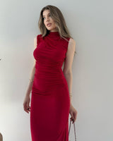 Draped Silhouette Midi Dress