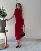 Draped Silhouette Midi Dress
