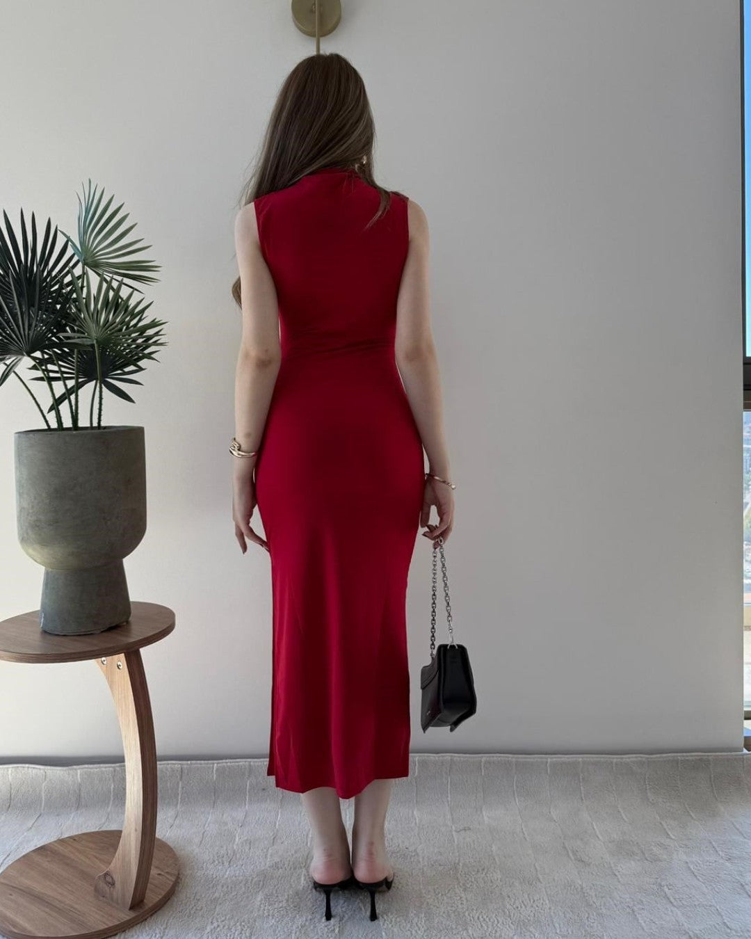 Draped Silhouette Midi Dress