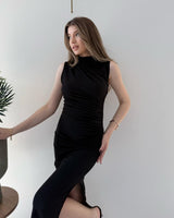 Draped Silhouette Midi Dress