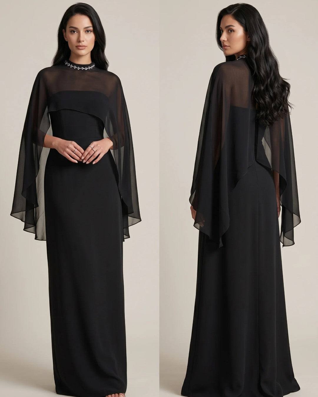 Draped Veil Evening Gown