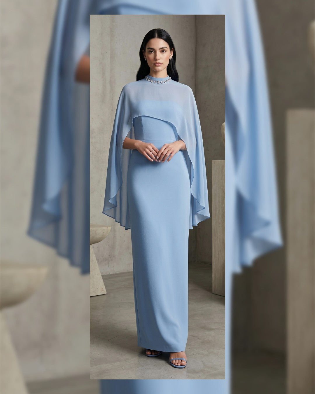 Draped Veil Evening Gown