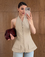 Elan Halter Blazer Top