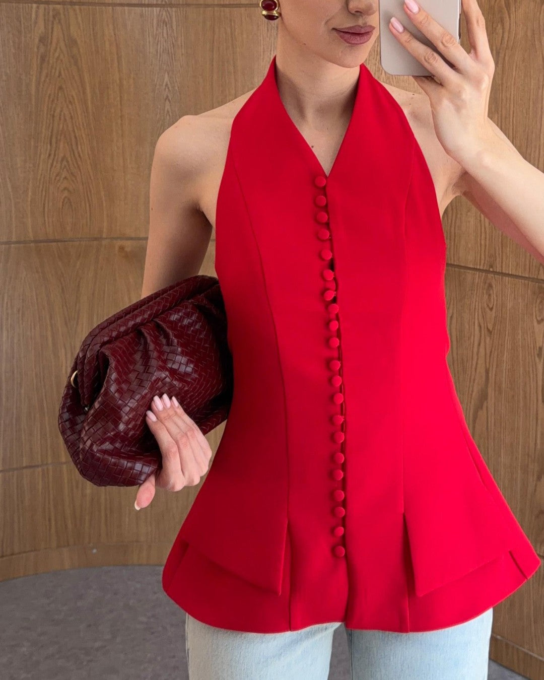 Elan Halter Blazer Top