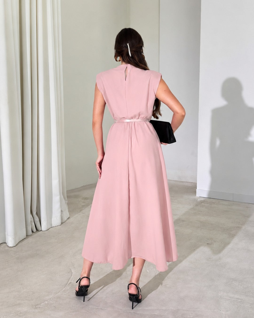 Elara Belted Midi Dress