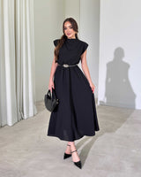 Elara Belted Midi Dress