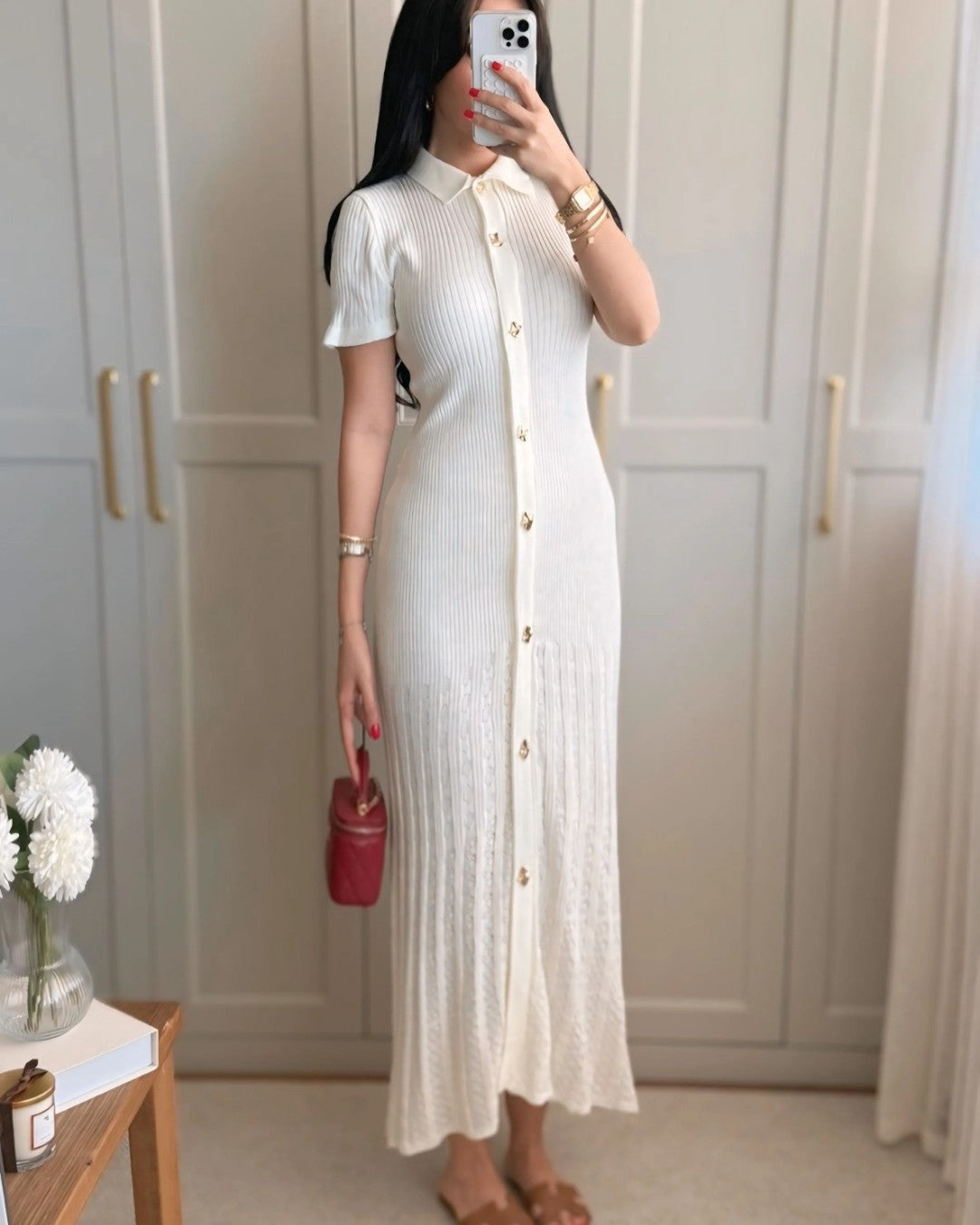 Elegant Buttoned Knit Dress
