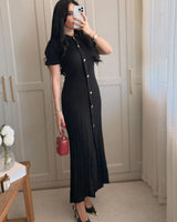 Elegant Buttoned Knit Dress