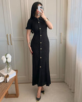 Elegant Buttoned Knit Dress