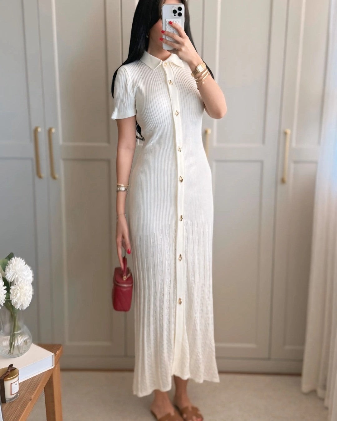 Elegant Buttoned Knit Dress