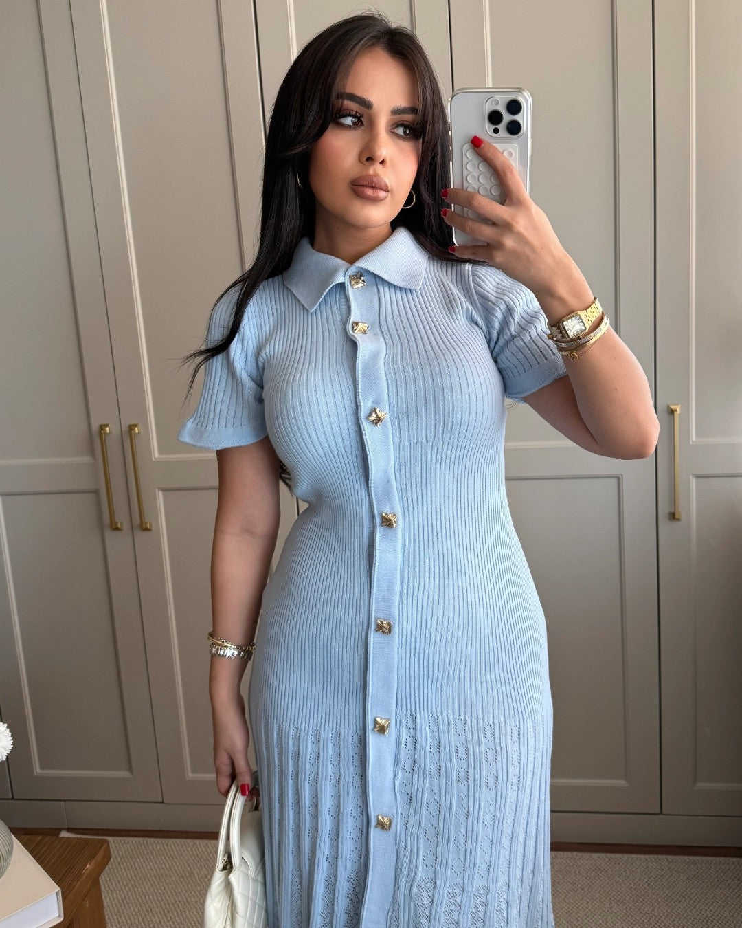 Elegant Buttoned Knit Dress