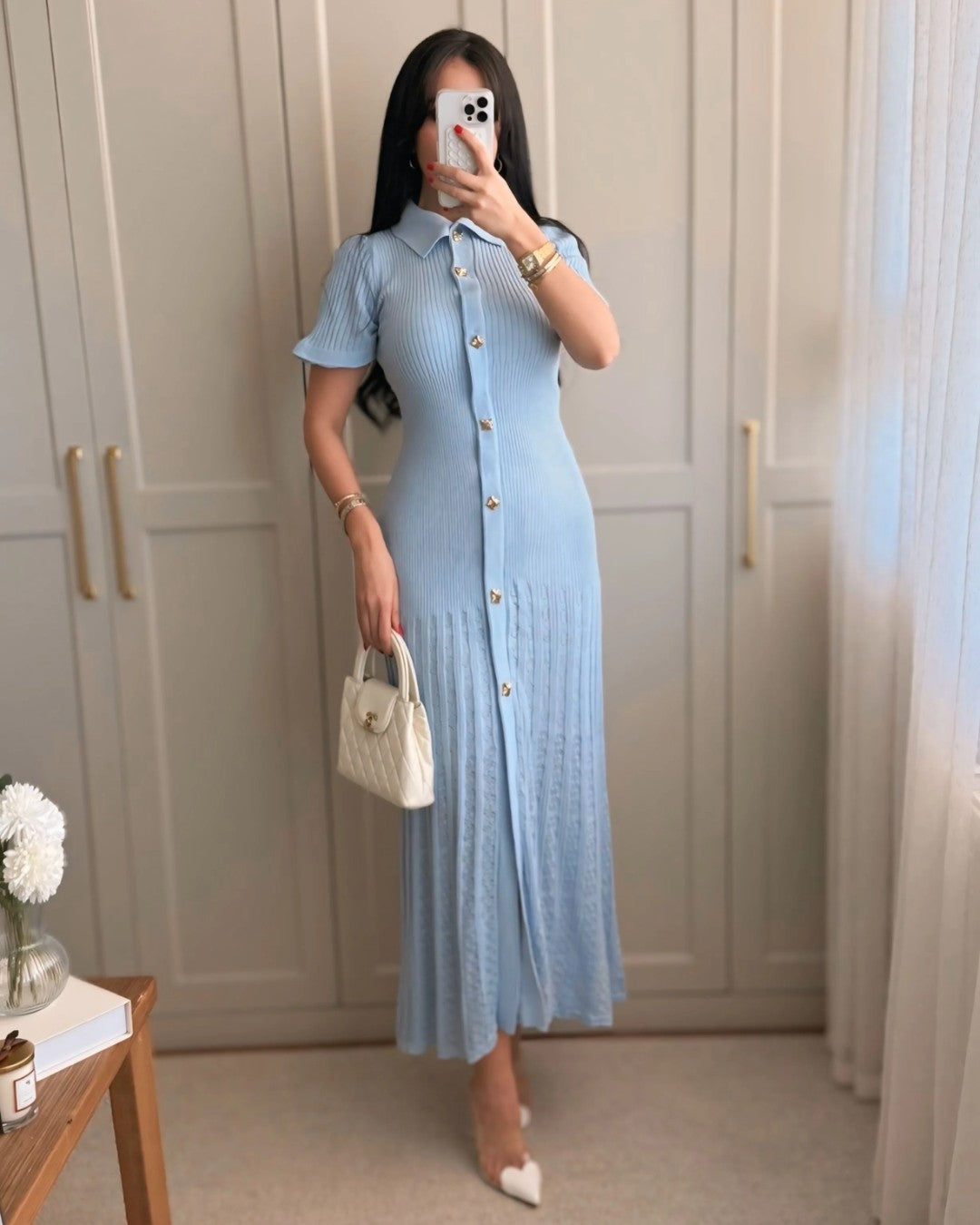 Elegant Buttoned Knit Dress