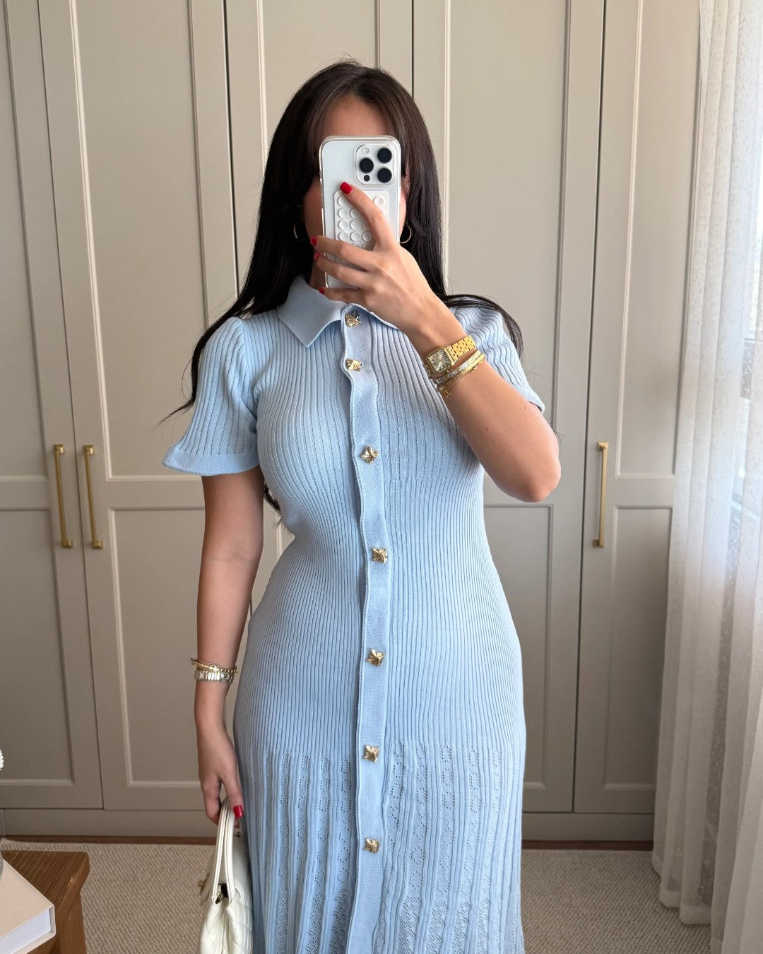 Elegant Buttoned Knit Dress