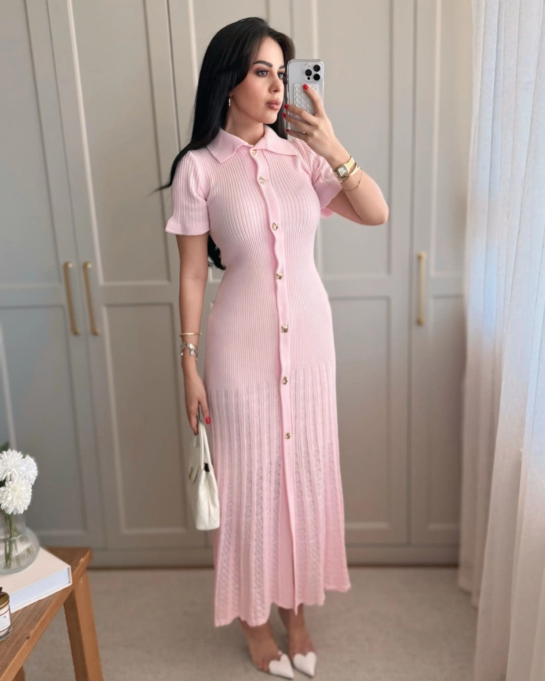 Elegant Buttoned Knit Dress