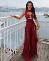 Elegant Cut-Out Pleated Jumpsuit