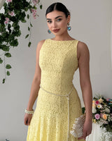Elegant Waistline Lace Dress