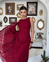Elegant Waistline Lace Dress