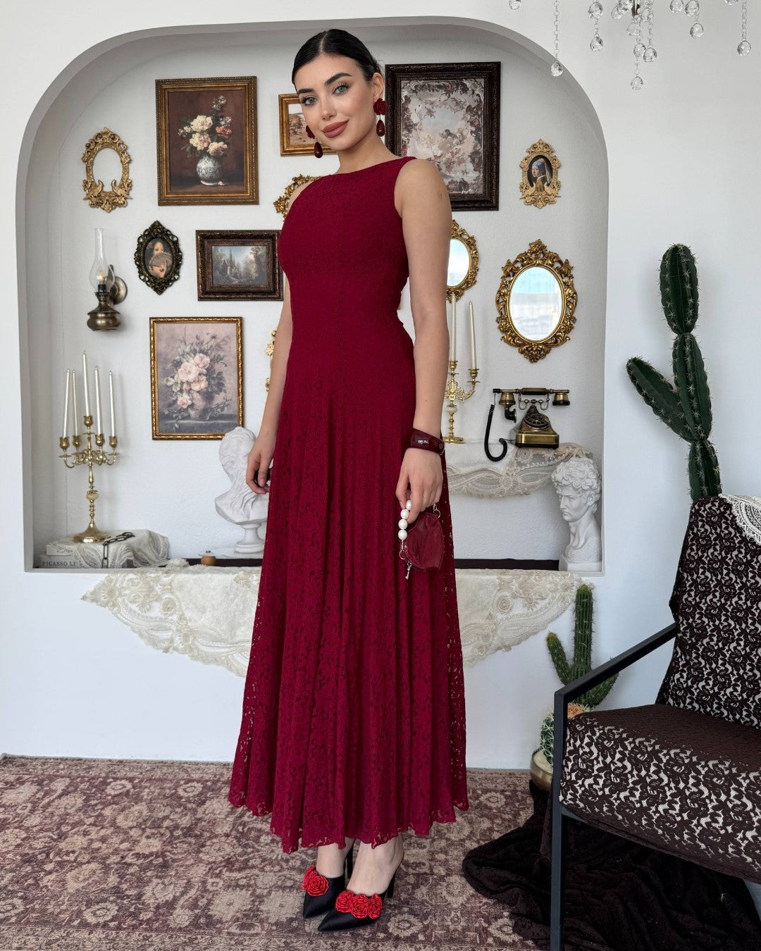Elegant Waistline Lace Dress