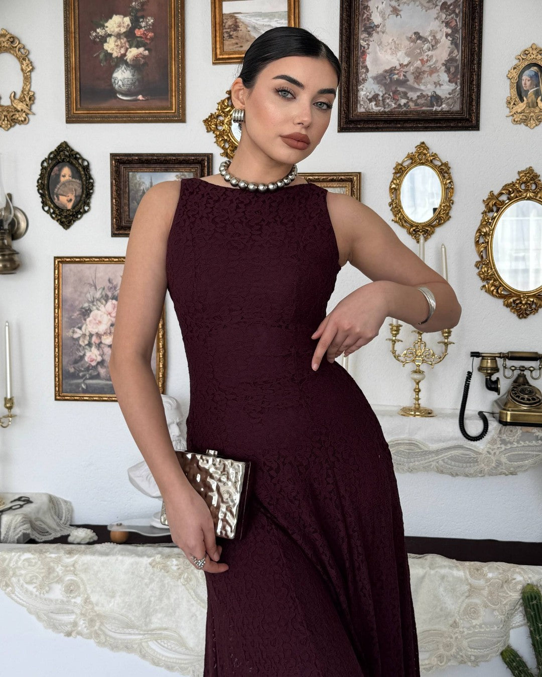 Elegant Waistline Lace Dress