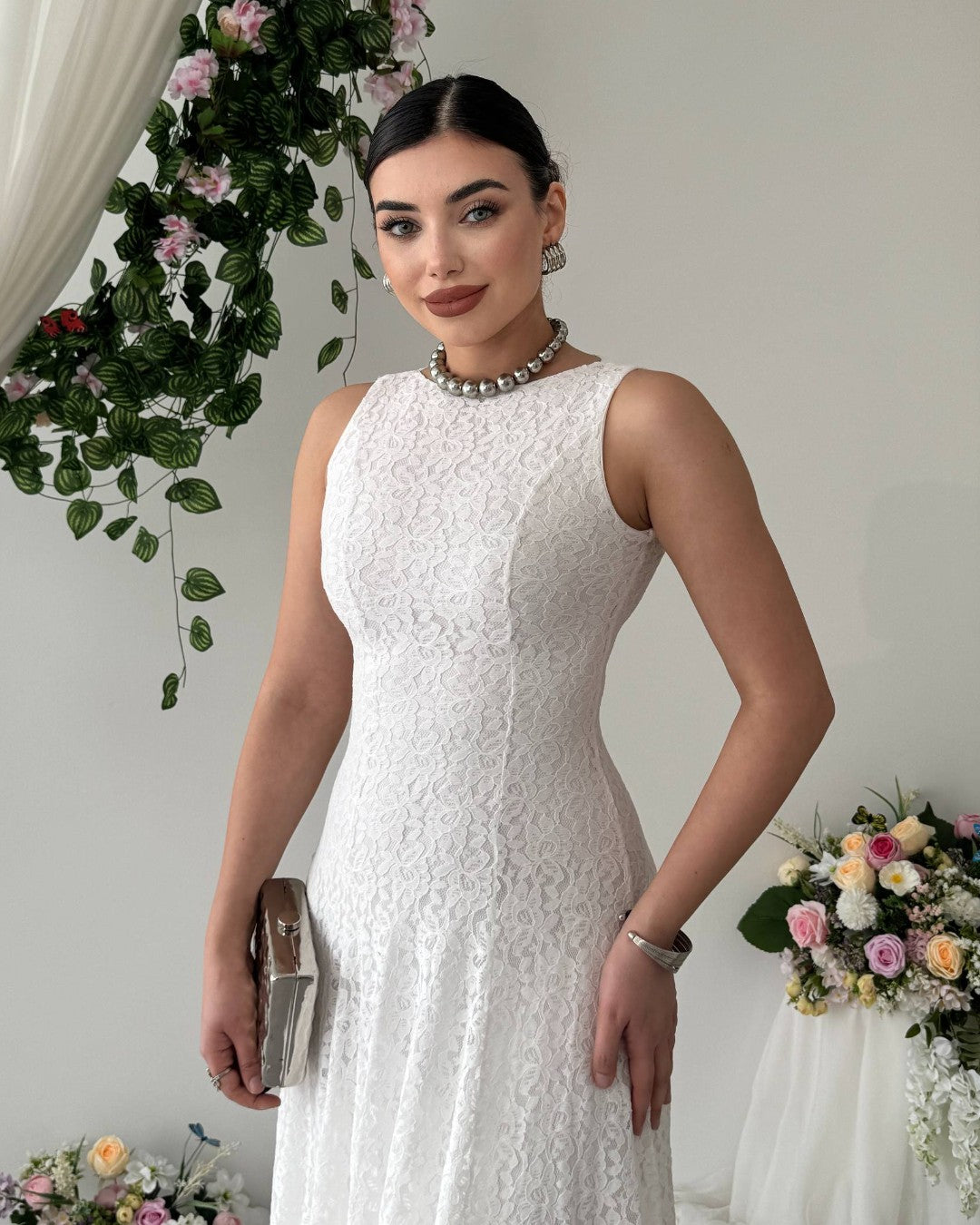 Elegant Waistline Lace Dress